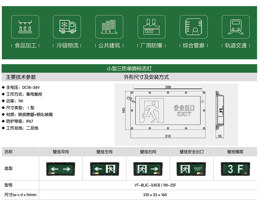 小型三防单面标志灯