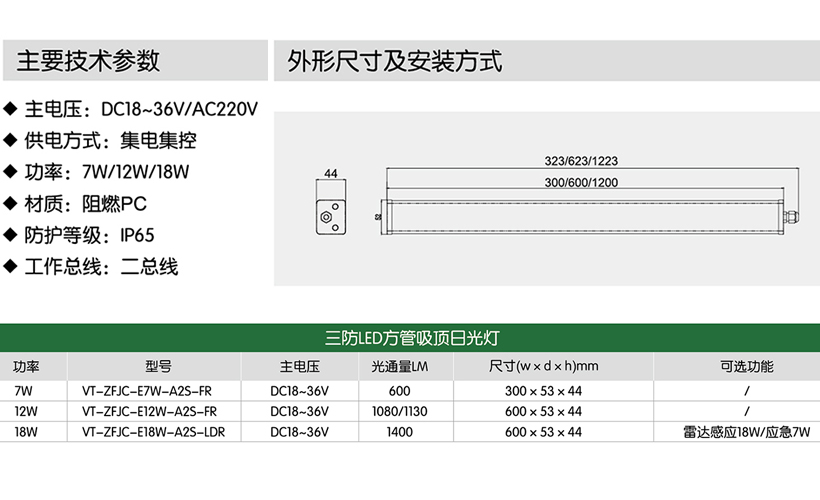 LED方管吸顶日光灯